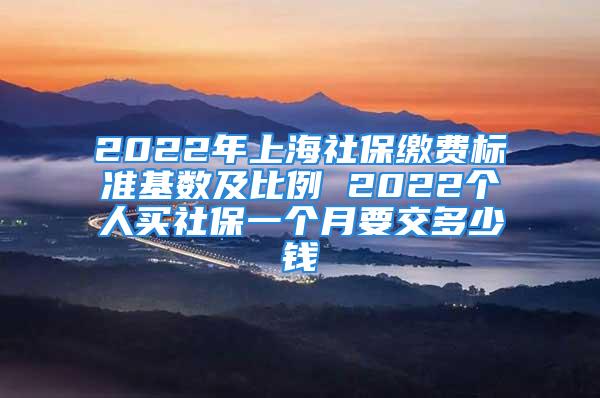 2022年上海社保缴费标准基数及比例 2022个人买社保一个月要交多少钱