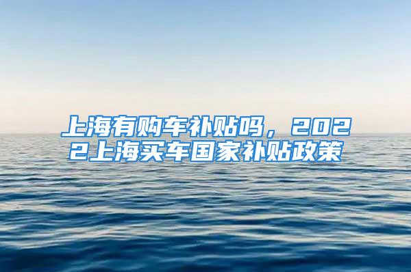 上海有购车补贴吗，2022上海买车国家补贴政策