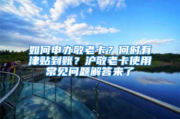 如何申办敬老卡？何时有津贴到账？沪敬老卡使用常见问题解答来了