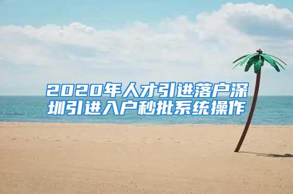 2020年人才引进落户深圳引进入户秒批系统操作