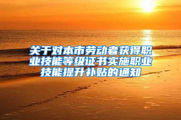 关于对本市劳动者获得职业技能等级证书实施职业技能提升补贴的通知