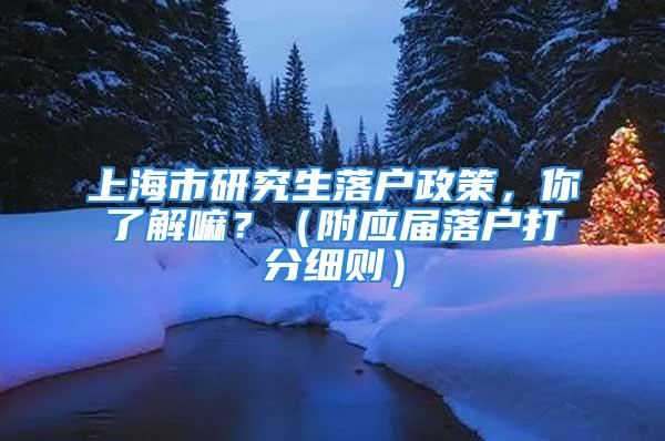 上海市研究生落户政策，你了解嘛？（附应届落户打分细则）