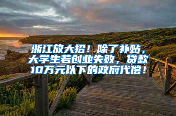 浙江放大招！除了补贴，大学生若创业失败，贷款10万元以下的政府代偿！