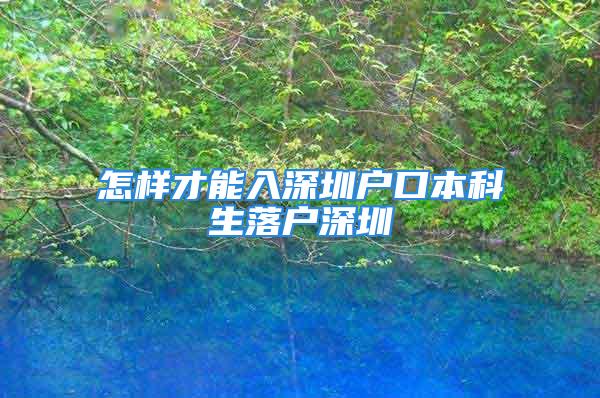 怎样才能入深圳户口本科生落户深圳