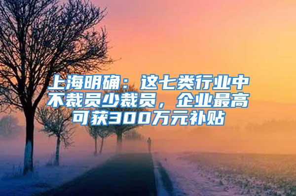 上海明确：这七类行业中不裁员少裁员，企业最高可获300万元补贴