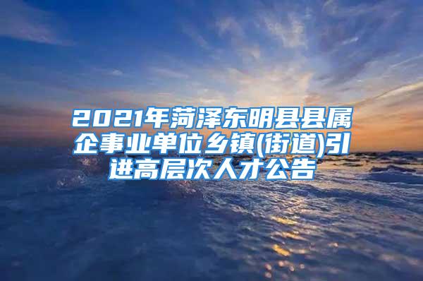 2021年菏泽东明县县属企事业单位乡镇(街道)引进高层次人才公告