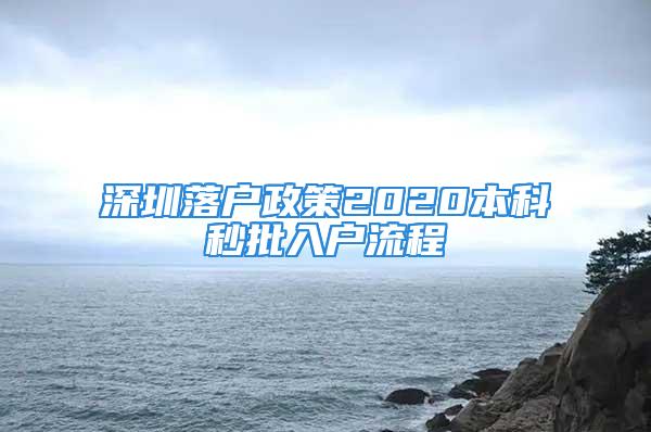 深圳落户政策2020本科秒批入户流程