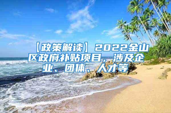 【政策解读】2022金山区政府补贴项目，涉及企业、团体、人才等