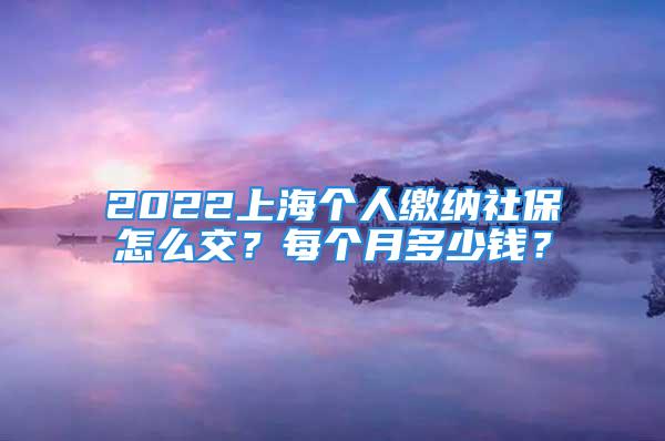 2022上海个人缴纳社保怎么交？每个月多少钱？