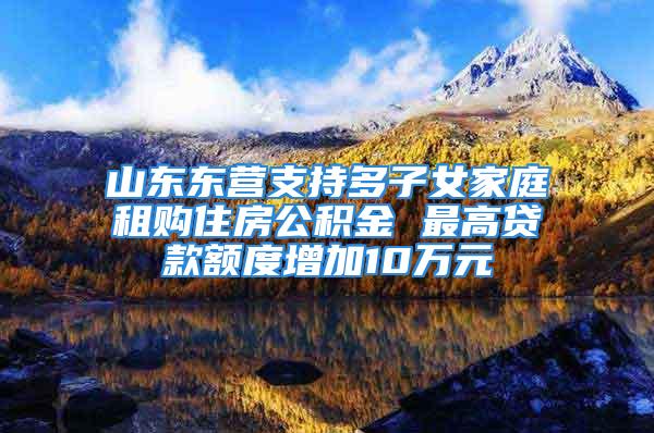 山东东营支持多子女家庭租购住房公积金 最高贷款额度增加10万元