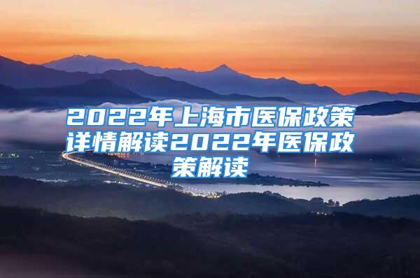 2022年上海市医保政策详情解读2022年医保政策解读