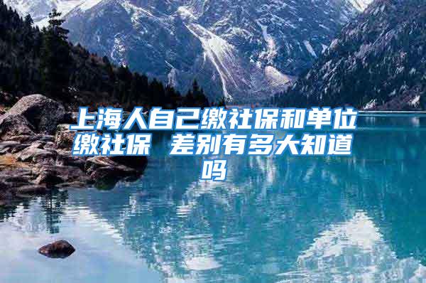 上海人自己缴社保和单位缴社保 差别有多大知道吗