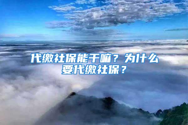 代缴社保能干嘛？为什么要代缴社保？