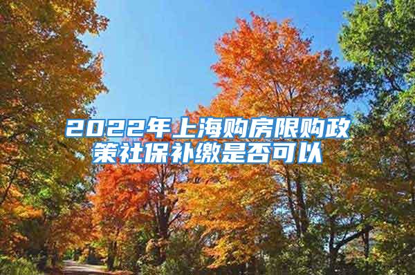 2022年上海购房限购政策社保补缴是否可以