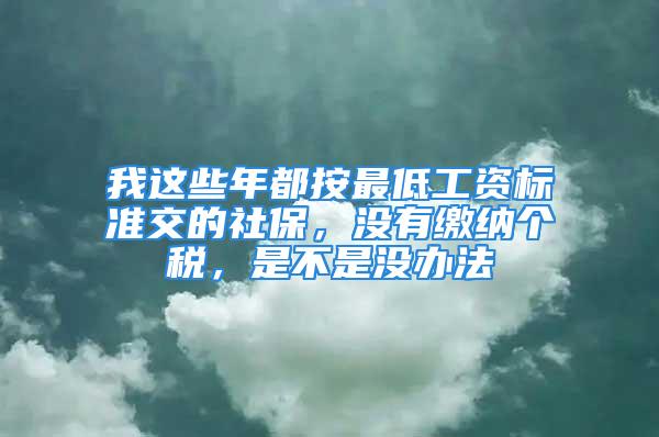 我这些年都按最低工资标准交的社保，没有缴纳个税，是不是没办法