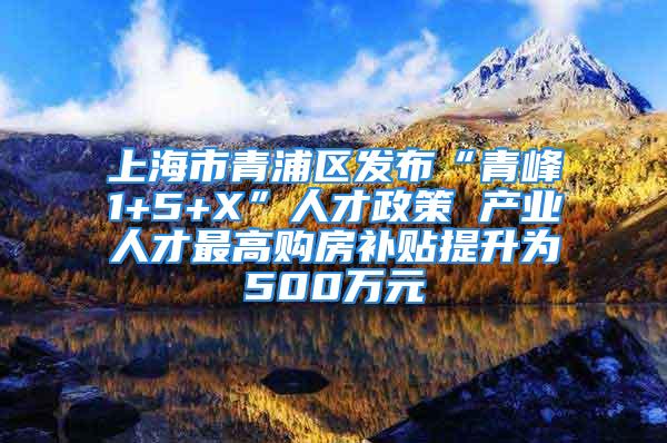 上海市青浦区发布“青峰1+5+X”人才政策 产业人才最高购房补贴提升为500万元