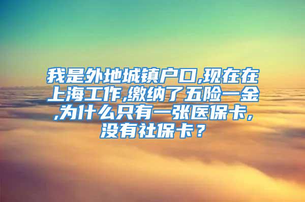 我是外地城镇户口,现在在上海工作,缴纳了五险一金,为什么只有一张医保卡,没有社保卡？