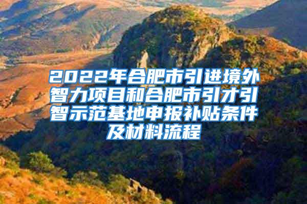 2022年合肥市引进境外智力项目和合肥市引才引智示范基地申报补贴条件及材料流程