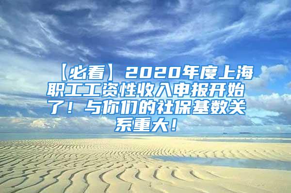 【必看】2020年度上海职工工资性收入申报开始了！与你们的社保基数关系重大！