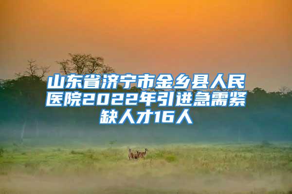 山东省济宁市金乡县人民医院2022年引进急需紧缺人才16人