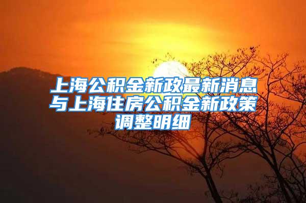 上海公积金新政最新消息与上海住房公积金新政策调整明细