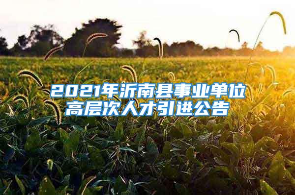 2021年沂南县事业单位高层次人才引进公告