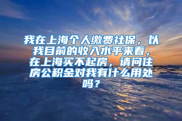 我在上海个人缴费社保，以我目前的收入水平来看，在上海买不起房，请问住房公积金对我有什么用处吗？