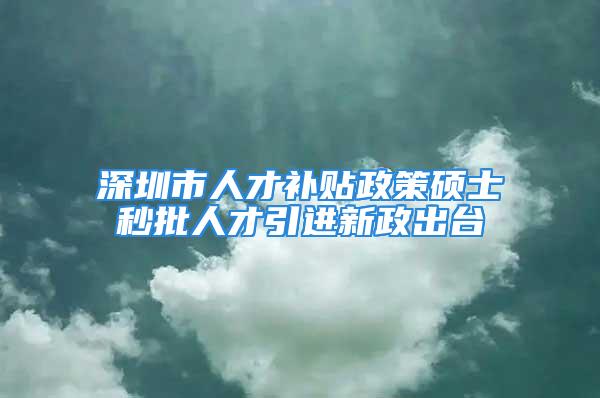 深圳市人才补贴政策硕士秒批人才引进新政出台