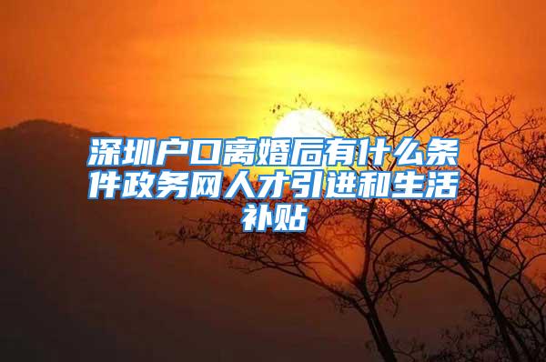 深圳户口离婚后有什么条件政务网人才引进和生活补贴