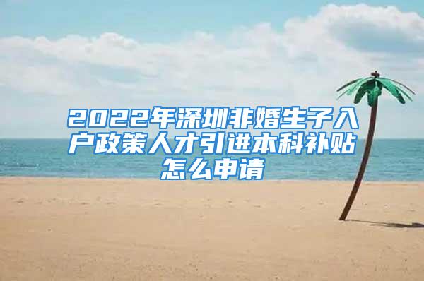 2022年深圳非婚生子入户政策人才引进本科补贴怎么申请