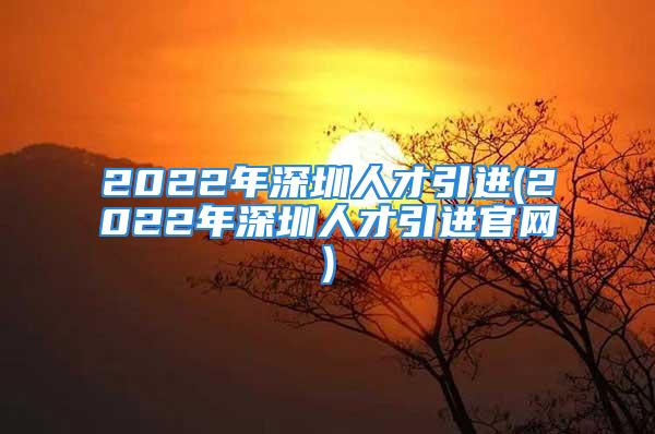 2022年深圳人才引进(2022年深圳人才引进官网)