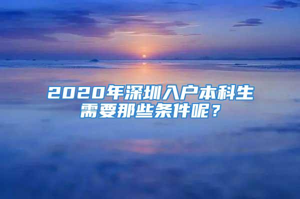 2020年深圳入户本科生需要那些条件呢？