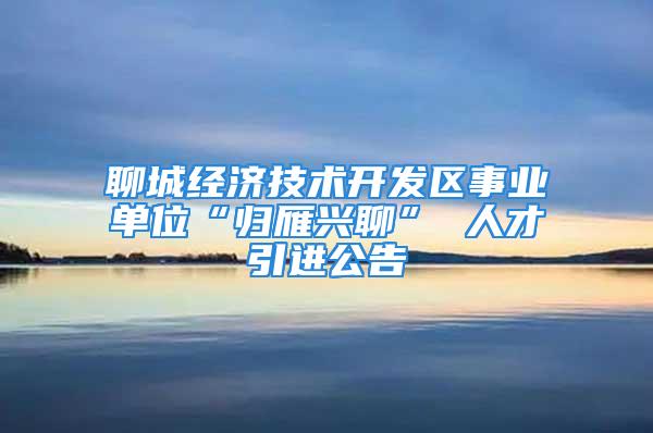 聊城经济技术开发区事业单位“归雁兴聊” 人才引进公告