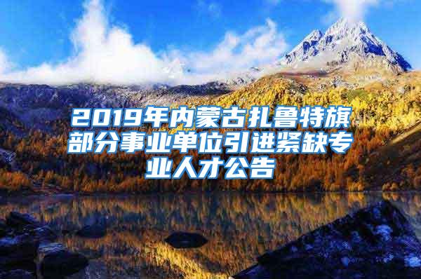 2019年内蒙古扎鲁特旗部分事业单位引进紧缺专业人才公告