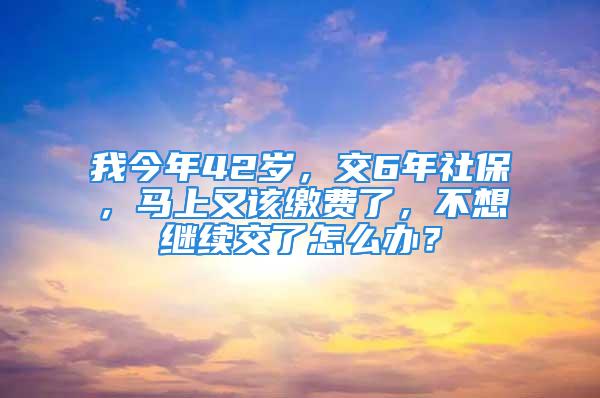 我今年42岁，交6年社保，马上又该缴费了，不想继续交了怎么办？