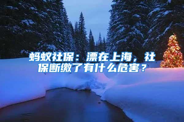 蚂蚁社保：漂在上海，社保断缴了有什么危害？