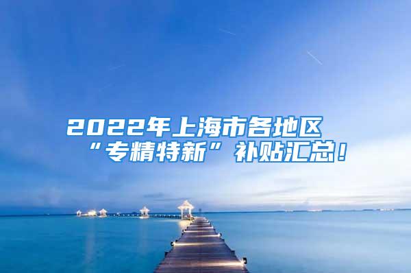 2022年上海市各地区“专精特新”补贴汇总！