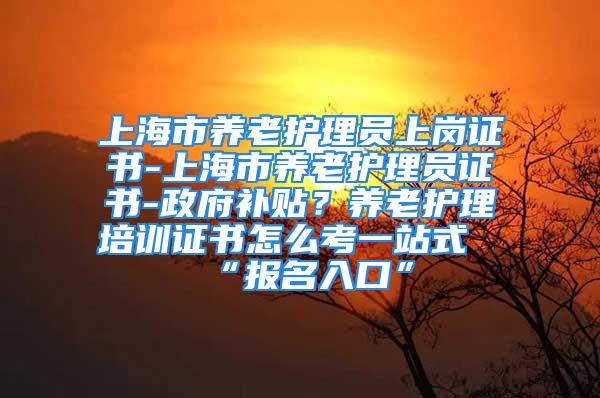 上海市养老护理员上岗证书-上海市养老护理员证书-政府补贴？养老护理培训证书怎么考一站式“报名入口”