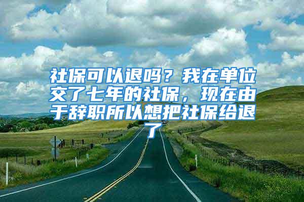 社保可以退吗？我在单位交了七年的社保，现在由于辞职所以想把社保给退了