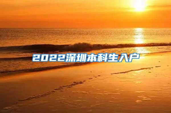 2022深圳本科生入户