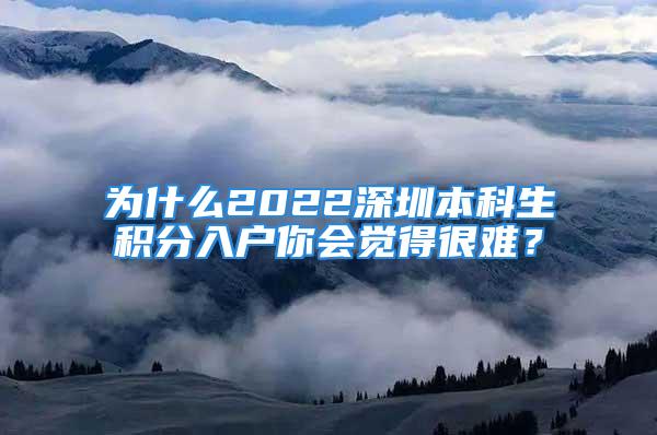 为什么2022深圳本科生积分入户你会觉得很难？