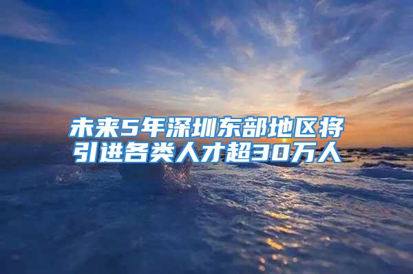 未来5年深圳东部地区将引进各类人才超30万人