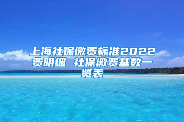 上海社保缴费标准2022费明细 社保缴费基数一览表