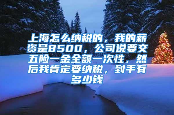 上海怎么纳税的，我的薪资是8500，公司说要交五险一金全额一次性，然后我肯定要纳税，到手有多少钱