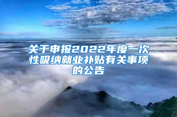 关于申报2022年度一次性吸纳就业补贴有关事项的公告