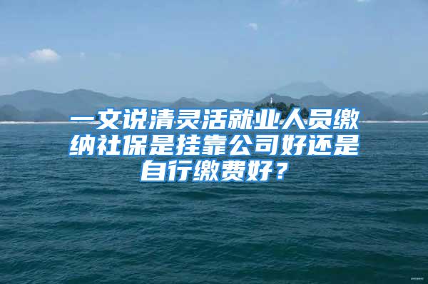 一文说清灵活就业人员缴纳社保是挂靠公司好还是自行缴费好？