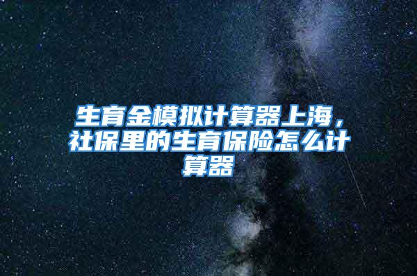 生育金模拟计算器上海，社保里的生育保险怎么计算器