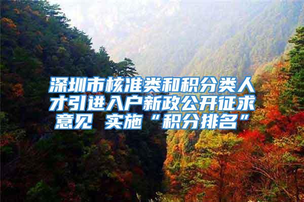 深圳市核准类和积分类人才引进入户新政公开征求意见 实施“积分排名”