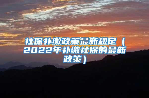 社保补缴政策最新规定（2022年补缴社保的最新政策）