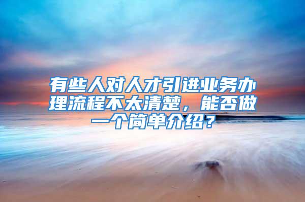 有些人对人才引进业务办理流程不太清楚，能否做一个简单介绍？